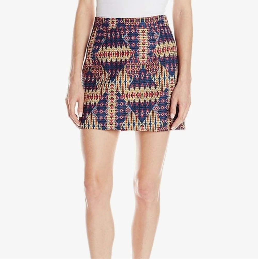 Sam Edelman Women's Embroidered Woven Southwestern Ikat Mini Skirt Sz S 6